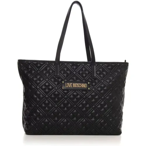 Quilted Shopper Bag with Logo , female, Sizes: ONE SIZE - Love Moschino - Modalova