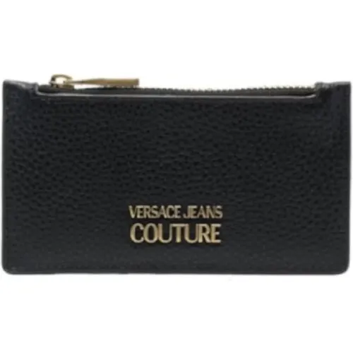 Wallets & Cardholders, male, , Size: ONE SIZE Leather Metal Logo Cardholder - Versace Jeans Couture - Modalova