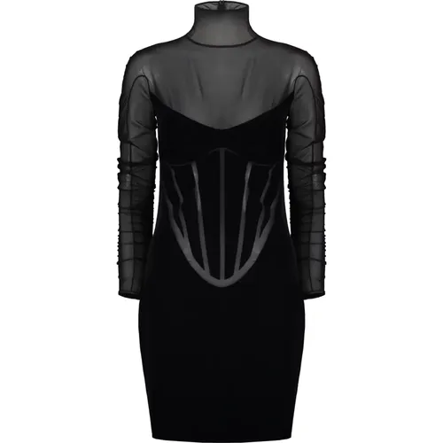 Semi-transparentes Samt-Minikleid mit Flock - Mugler - Modalova