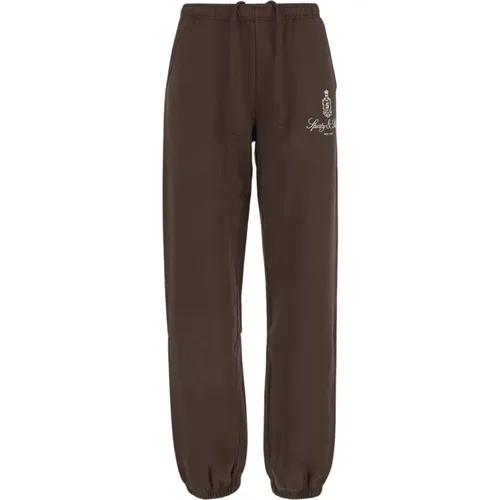 Schokoladen Baumwoll Sweatpants mit Logo , Damen, Größe: L - Sporty & Rich - Modalova