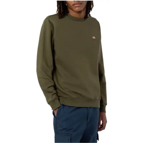 Grüner einfarbiger Langarm-Sweatshirt , Herren, Größe: XS - Dickies - Modalova