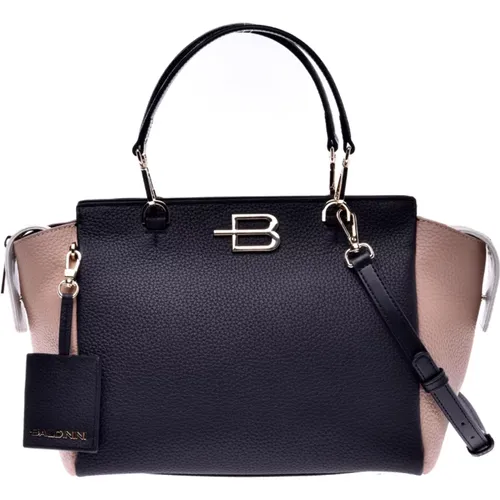 Handbag in black, white and nude calfskin - Baldinini - Modalova