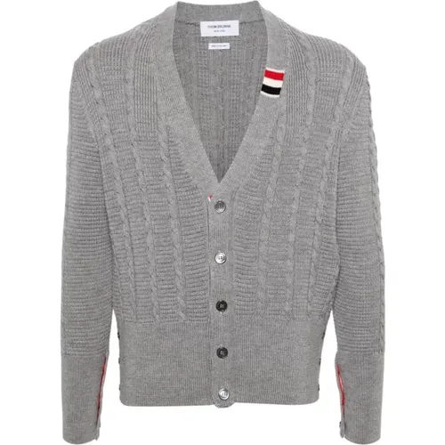 Light Grey Cable Knit Sweater , male, Sizes: 2XL, L, XL, M - Thom Browne - Modalova