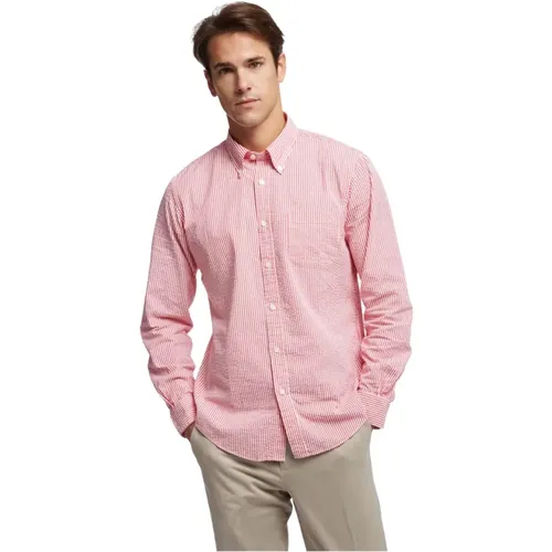 Regent reguläres Sporthemd, Seersucker Stretch, Button-Down-Kragen , Herren, Größe: L - Brooks Brothers - Modalova