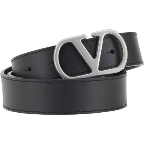 Belts, male, , Size: 90 CM Contrasting VLogo Leather Belt Closure - Valentino Garavani - Modalova