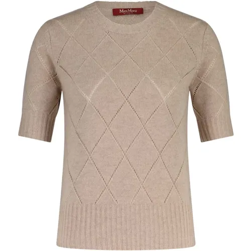 Wool-Cashmere Blend Checkered T-Shirt , male, Sizes: L - Max Mara - Modalova