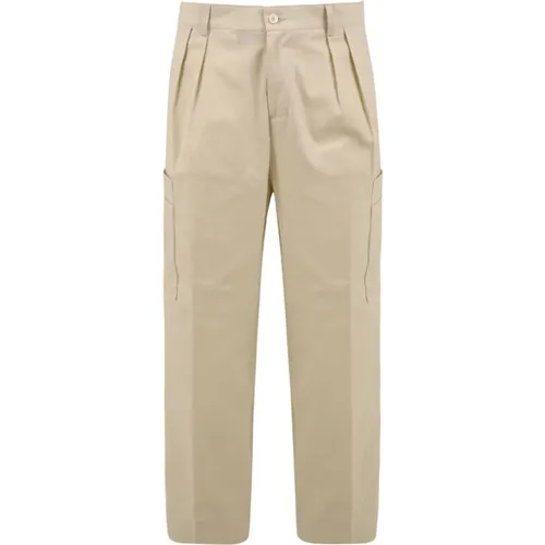 Straight Trousers, male, , Size: M Cream Trousers Stylish - Daniele Alessandrini - Modalova