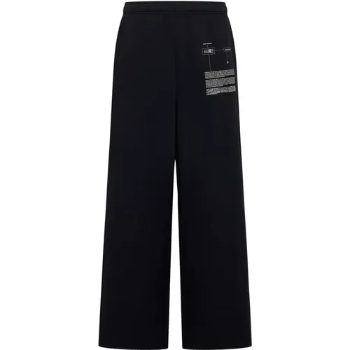 Wide Trousers, male, , Size: M Oversized Sweatpants with Logo Print - MM6 Maison Margiela - Modalova