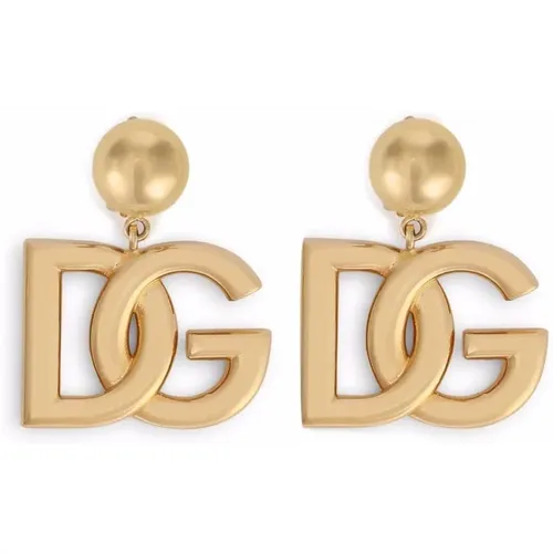 Earrings, female, , Size: ONE SIZE Golden Jewelry Collection Earrings - Dolce & Gabbana - Modalova