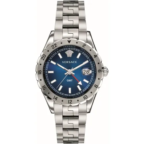 Blue Stainless Steel GMT Watch , male, Sizes: ONE SIZE - Versace - Modalova