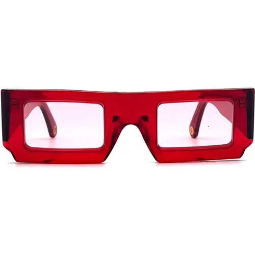 Chunky Rechteckige Rote Sonnenbrille - Jacquemus - Modalova