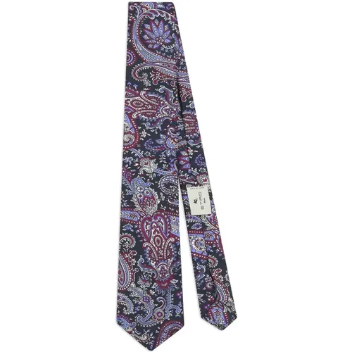 Ties, male, , Size: ONE SIZE Silk Tie with Floral Paisley Motif - ETRO - Modalova
