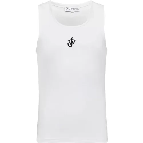 Sleeveless Tops, male, , Size: L Logo Tank Top Ribbed Design - JW Anderson - Modalova