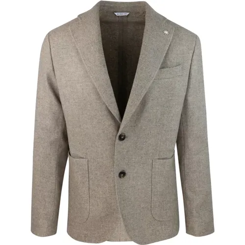 Blazers, male, , Size: L Classic Grey Jacket with Lapel - Manuel Ritz - Modalova