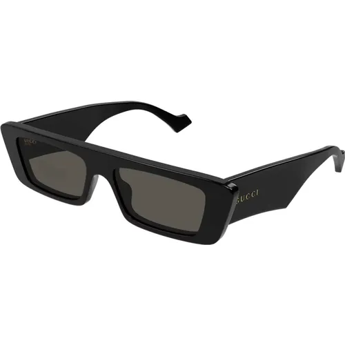 Schwarze/Graue Sonnenbrille , Herren, Größe: 54 MM - Gucci - Modalova