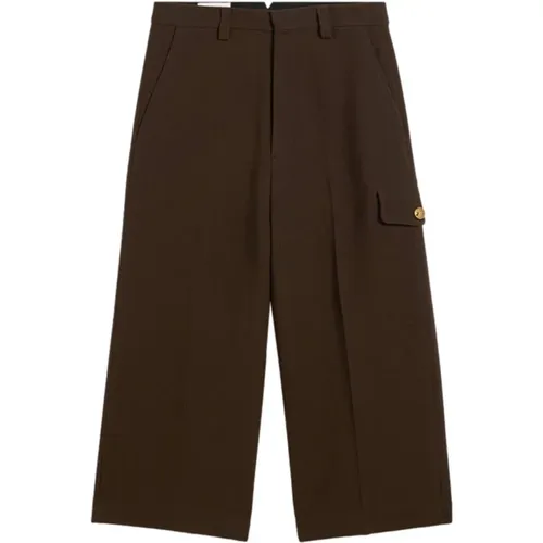 Dunkle Kaffee Militär Bermuda Shorts , Damen, Größe: XS - Ami Paris - Modalova