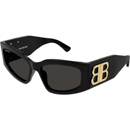 Schwarze Graue Sonnenbrille Bb0321S 002 - Balenciaga - Modalova