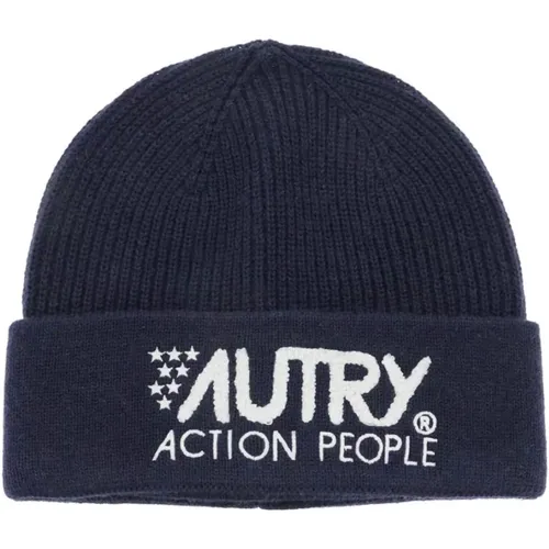 Embroidered Logo Beanie Hat , male, Sizes: ONE SIZE - Autry - Modalova