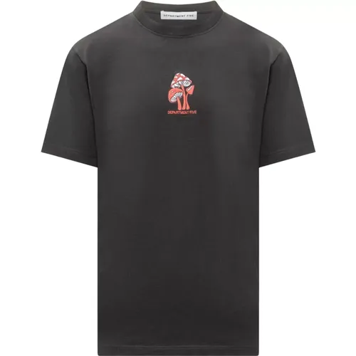 Rundhals T-Shirt mit einzigartiger Brusttasche , Herren, Größe: L - Department Five - Modalova