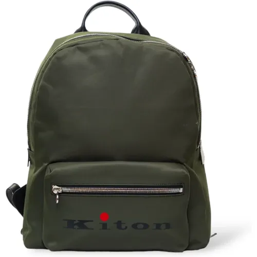 Backpacks, unisex, , Size: ONE SIZE Embroidered Canvas Backpack with Front Pocket - Kiton - Modalova