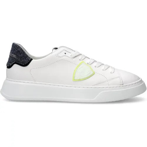 Temple Tennis Sneakers, Weiß Blau , Herren, Größe: 43 EU - Philippe Model - Modalova