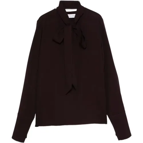 Blouses, female, , Size: S Burgundy Blouse with Lavallière Collar - Raquel Diniz - Modalova