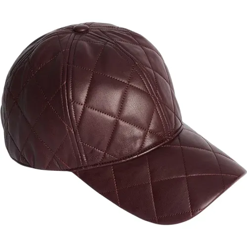 Caps, female, , Size: ONE SIZE Quilted Faux Leather Cap - Stand Studio - Modalova