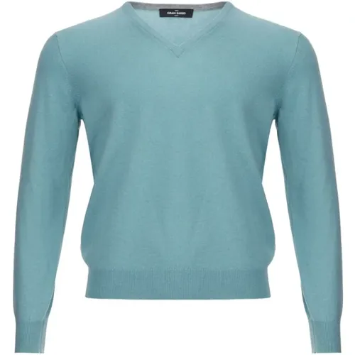 Türkiser Kaschmir Eleganz Pullover , Herren, Größe: L - Gran Sasso - Modalova