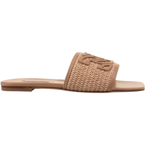 Braune Portofino Flache Ledersandalen,Stilvolle Sommer Sandalen für Frauen - Casadei - Modalova