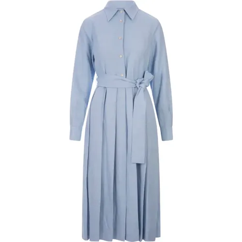 Blaues Leinen-Viskose Midi-Kleid , Damen, Größe: S - P.a.r.o.s.h. - Modalova