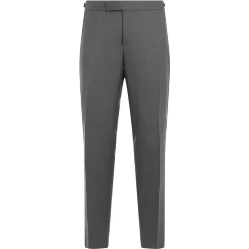 Suit Trousers, male, , Size: 2XL Grey Wool Skinny Trousers - Thom Browne - Modalova