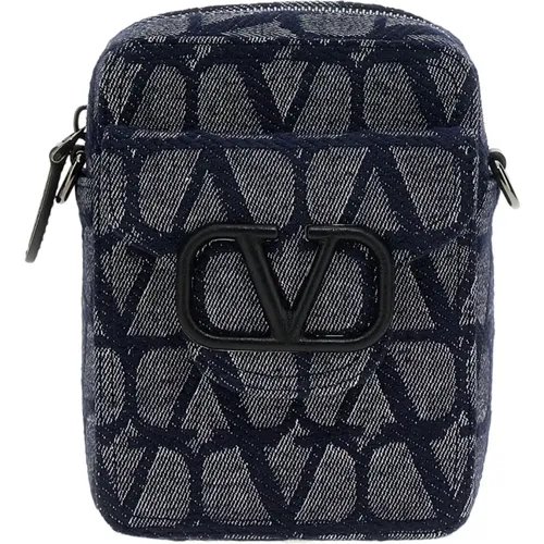 Messenger Bags, male, , Size: ONE SIZE Indigo Denim Messenger Bag - Valentino Garavani - Modalova