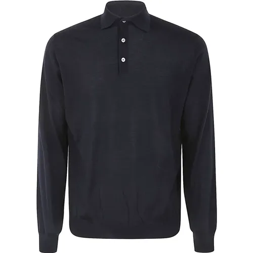 Marineblauer Langarm-Poloshirt,Polo Shirts - Filippo De Laurentiis - Modalova