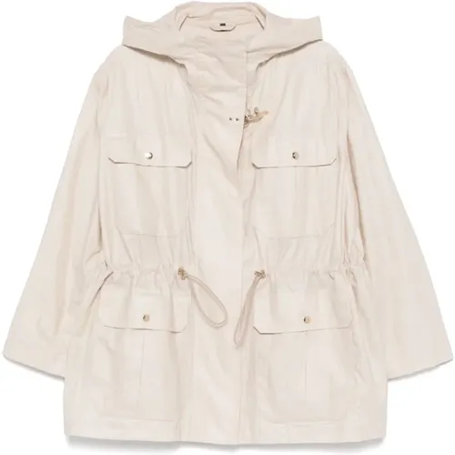 Parkas, female, , Size: L Linen And Cotton Canvas Parka - Fay - Modalova