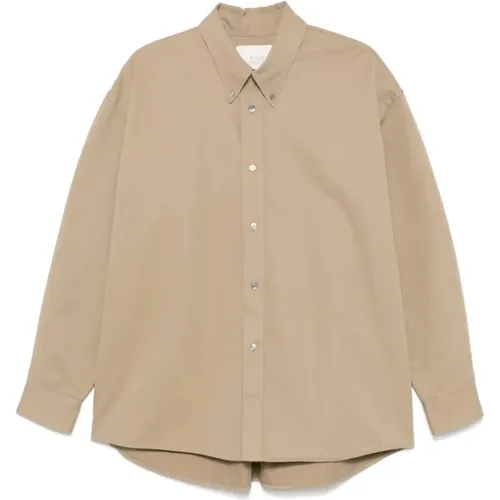 Casual Shirts, male, , Size: S Button-Down Shirt with Logo Embroidery - Studio Nicholson - Modalova