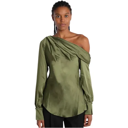 Grünes Shirt mit Einem Schulter , Damen, Größe: L - Simkhai - Modalova