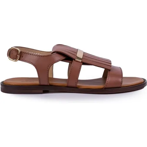 Low Leather Sandal with Fringe and Strap , female, Sizes: 3 UK - Doucal's - Modalova