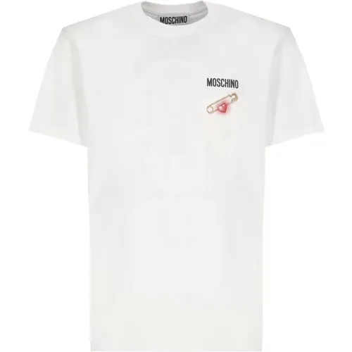 Crew Neck T-shirt with Logo , male, Sizes: L - Moschino - Modalova