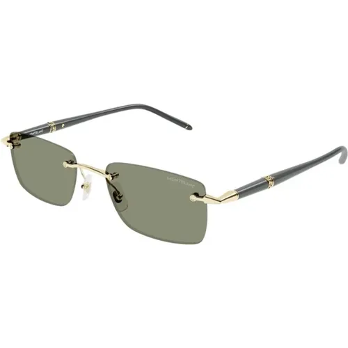 Gold Green Sunglasses Mb0344S 005 , male, Sizes: 54 MM - Montblanc - Modalova