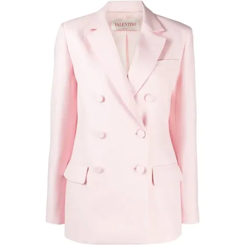 Crepe Couture Jacket with Classic Lapel and Button Closure , female, Sizes: XS, S - Valentino Garavani - Modalova