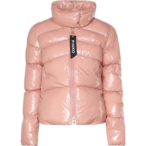 Glänzender Gepolsterter Mantel Rosa , Damen, Größe: M - pinko - Modalova