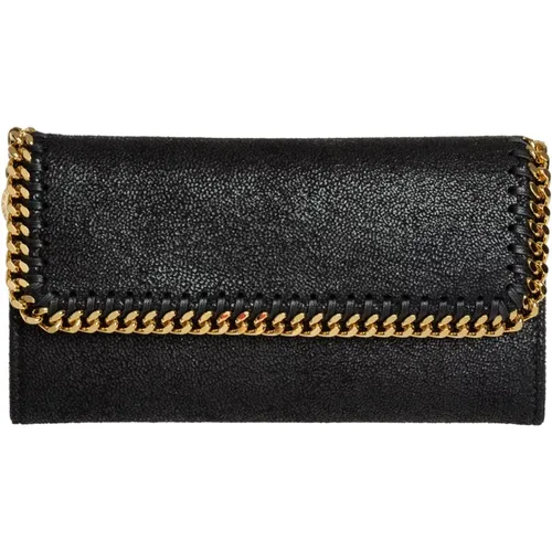 Wallets & Cardholders, female, , Size: ONE SIZE Snap-button Wallet with Logo and Card Slots - Stella Mccartney - Modalova