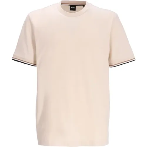 T-Shirts, male, , Size: 3XL Striped Crew Neck T-shirt with Contrast Trims - Boss - Modalova