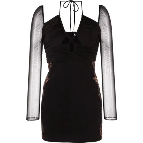 Schwarzes Kleid mit Spitzenausschnitten , Damen, Größe: XL - Self Portrait - Modalova