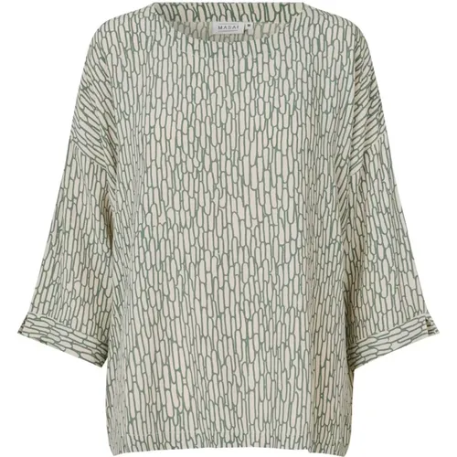 Oversize Top with ¾ Sleeves and Print , female, Sizes: XS, M, L, 2XL - Masai - Modalova