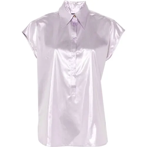 Lila Ärmellose Bluse mit Metallic-Faden , Damen, Größe: XS - pinko - Modalova