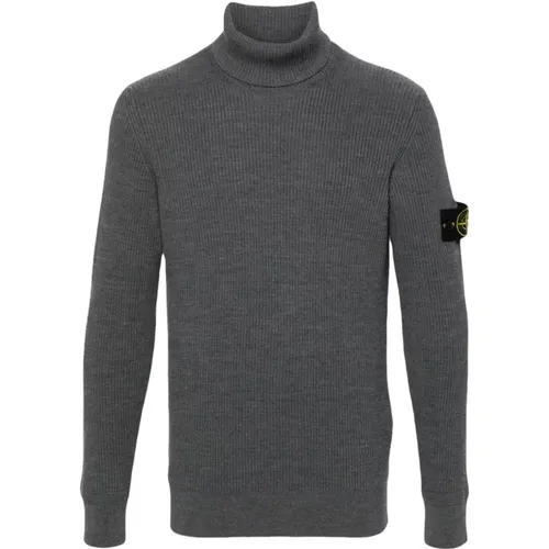 Turtlenecks, male, , Size: XL Ribbed Knit Roll Neck Sweater - Stone Island - Modalova