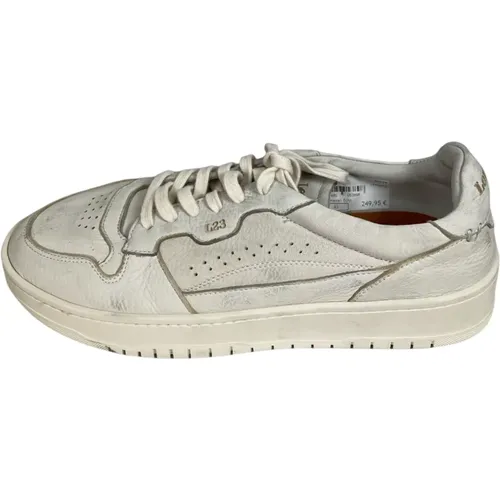 Stone-Washed Leather Sneaker in White , male, Sizes: 8 UK, 9 UK, 10 UK - Lemargo - Modalova