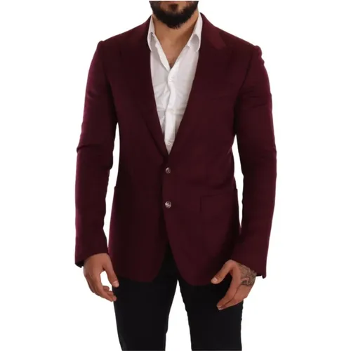 Maroon Peak Lapel Blazer Jacke Logo - Dolce & Gabbana - Modalova