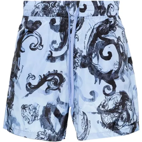 Beachwear, male, , Size: XS Watercolor Blue Swimshorts - Versace Jeans Couture - Modalova